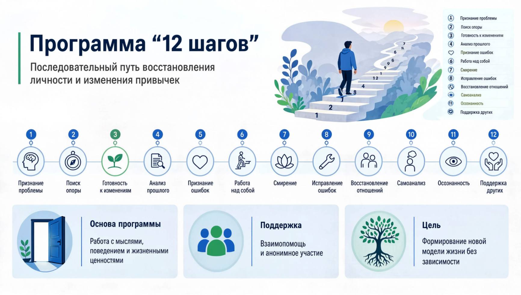 Инфографика: Программа “12 шагов